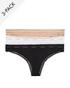 Calvin Klein Underwear Thong 3PK Black/White/Almond