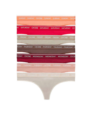 Calvin Klein Underwear 7-Pack Thong Tpca/Gentle/Red/Cml/Tfet/Exact/Orng