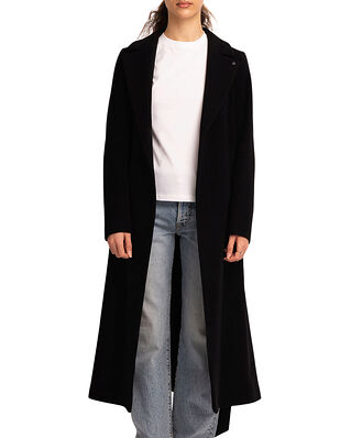 Calvin Klein  Essential Wool Long Wrap Coat Black