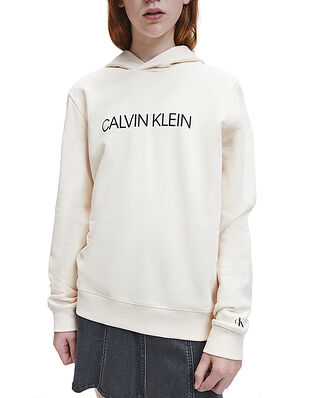 Calvin Klein Jeans Junior Institutional Logo Hoodie Whitecap Gray