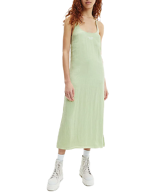 Calvin Klein Jeans Glazed Fabric Maxi Dress Jaded Green
