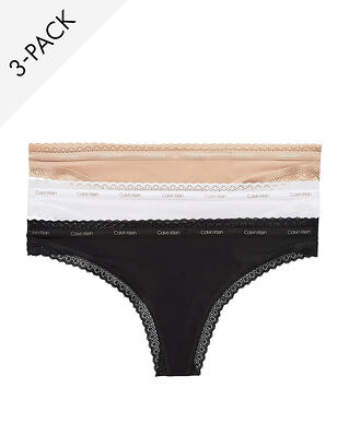Calvin Klein Underwear Thong 3PK Black/White/Almond