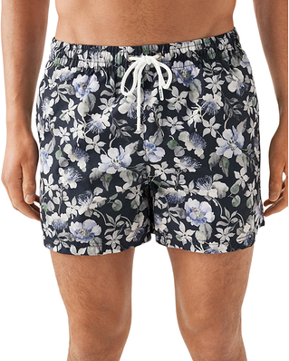 Eton Navy Blue Floral Swim Shorts