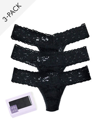 Hanky Panky 3-Pack Signature Lace Low Rise Thong Black
