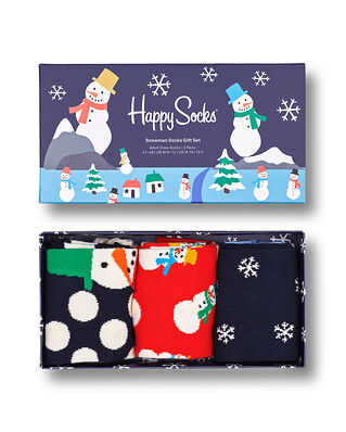 Happy Socks 3-Pack Snowman Socks Gift Set Dark Blue/ Navy