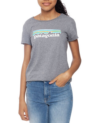 Patagonia Junior Girls' Pastel P-6 Logo Organic T-Shirt Gravel Heather