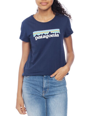 Patagonia Junior Girls' Pastel P-6 Logo Organic T-Shirt New Navy