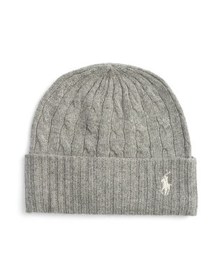 Polo Ralph Lauren Cable-Knit Wool-Cashmere Hat Grey Heather