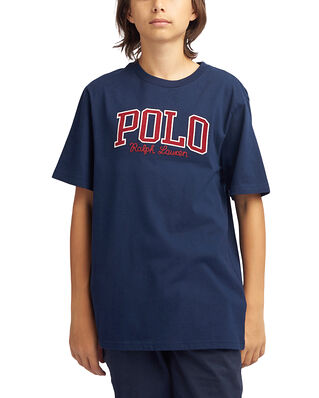 Polo Ralph Lauren Junior Corduroy-Logo Cotton Jersey T-Shirt Navy