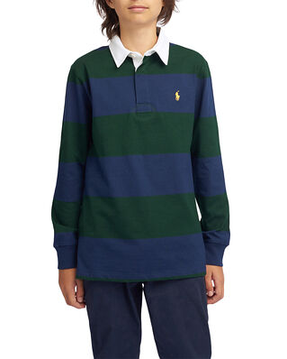 Polo Ralph Lauren Junior Striped Cotton Jersey Rugby Shirt  Navy / College Green