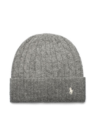 Polo Ralph Lauren Cable-Knit Wool-Cashmere Hat Grey