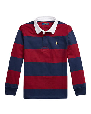 Polo Ralph Lauren LSYDRUGBYM8-Knit Shirts-Rugby Newport Navy / Holiday Red