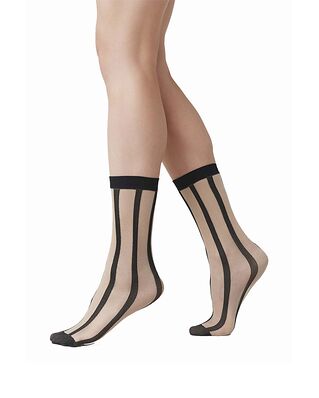 Swedish Stockings Robin Stripe Socks 20/40 Denier Black/ Beige