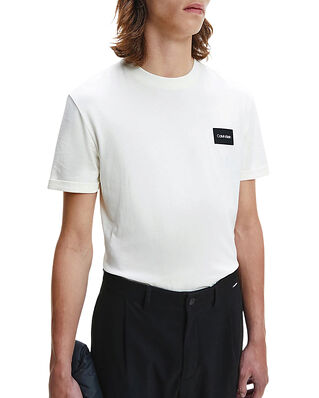Calvin Klein  Turn Up Sleeve Badge T-Shirt Egret
