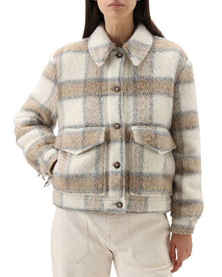 Woolrich Brushed Wool Overshirt Cream Check