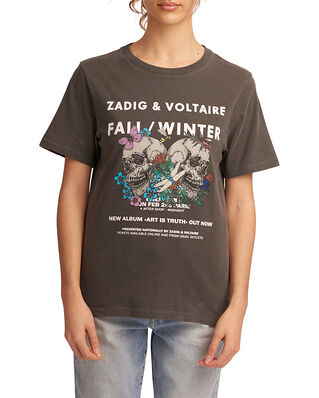 Zadig & Voltaire Bella Rock Compo Skull Tee Shirt Carbone