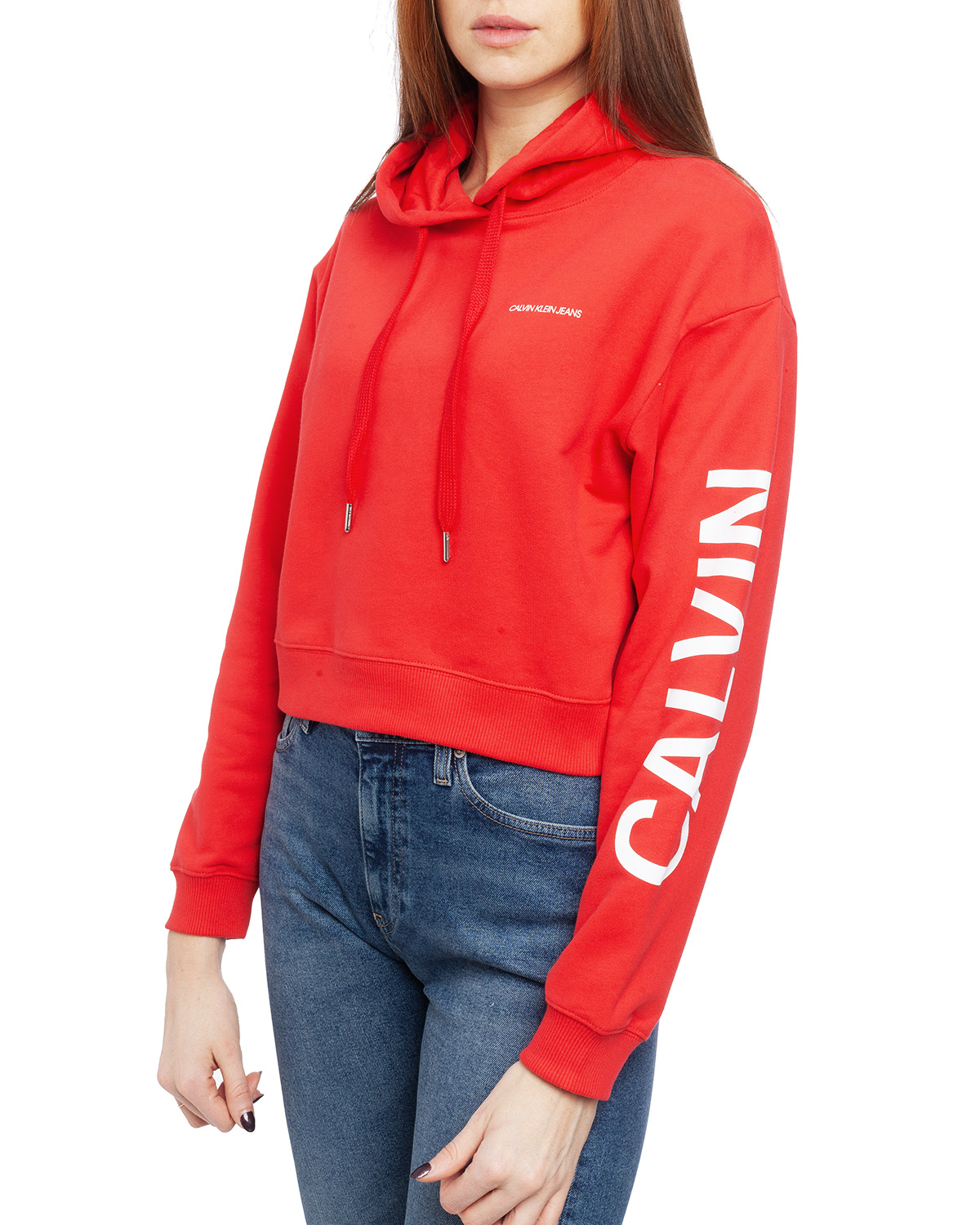 calvin klein cropped institutional hoodie