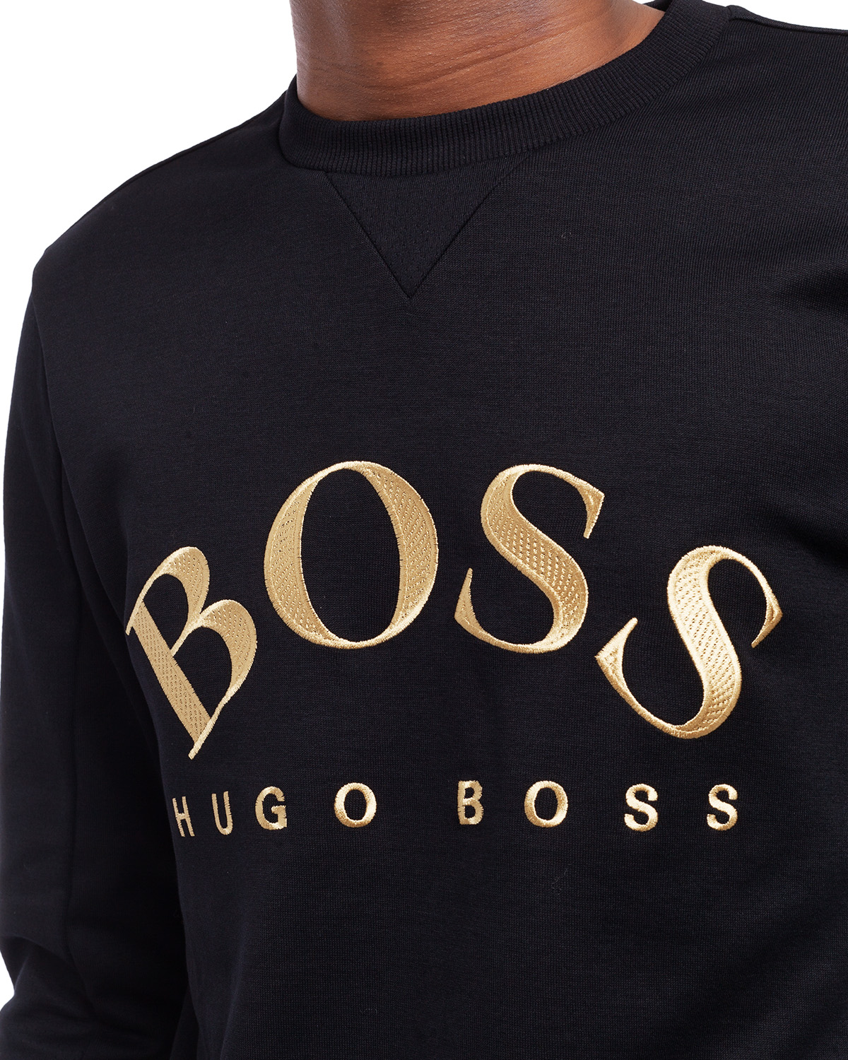 hugo boss jumper black and gold 